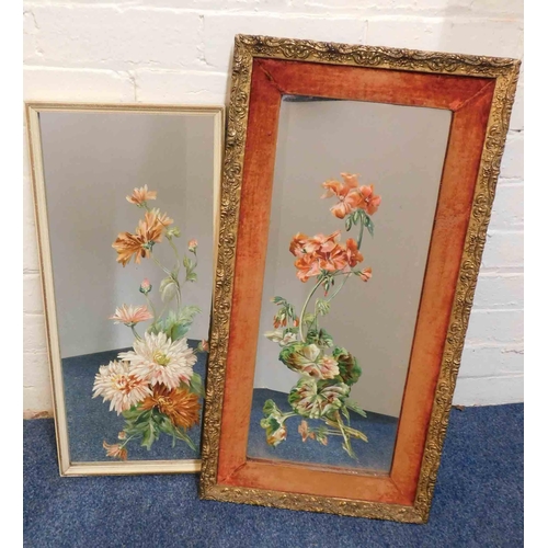 11 - Two - Victorian hand painted mirrors - one without frame...