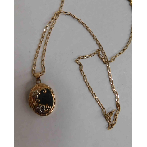 256 - 9ct Gold chain & 9ct yellow & white gold locket