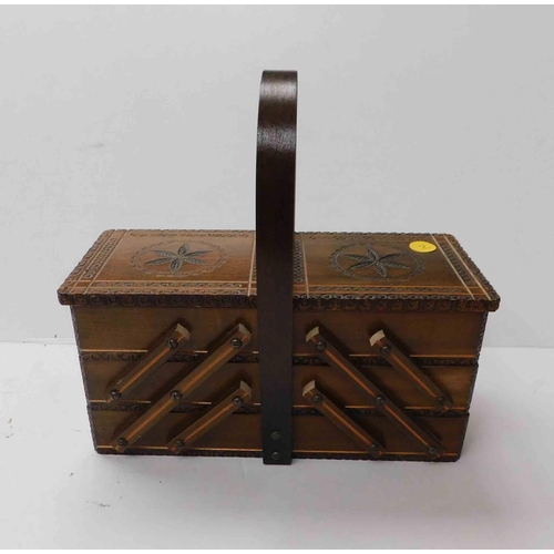 264 - Wooden - cantilever sewing box