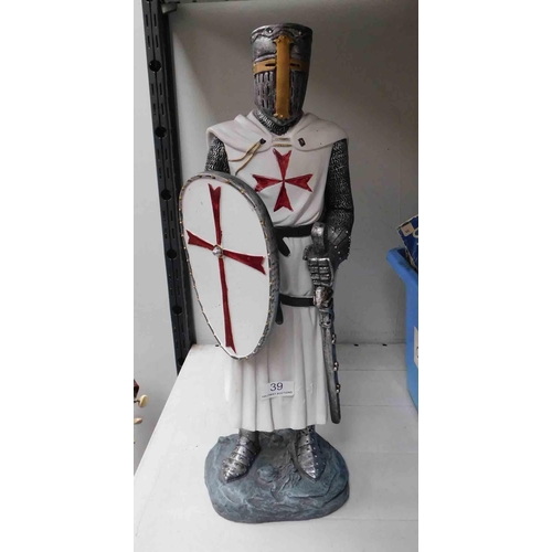 39 - Knights Templar figure - approximately 17.5