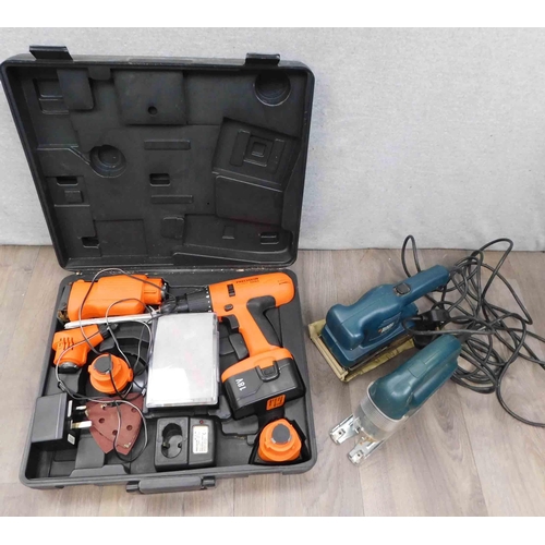503 - Black and Decker sander, jigsaw both W/O and precision drill with accessories - unchecked