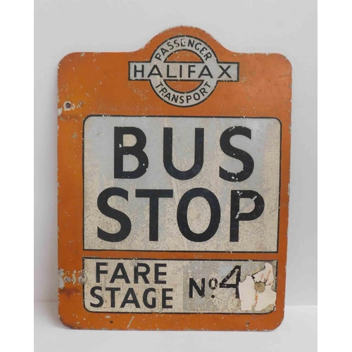 58 - Double sided - vintage Halifax bus sign - 17 1/2