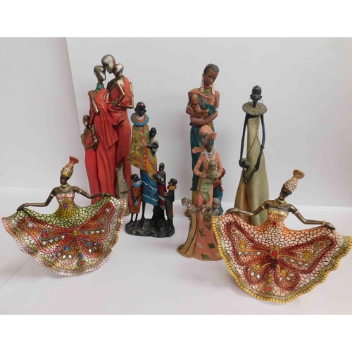 82 - Seven - African style figures - tallest 16 1/2