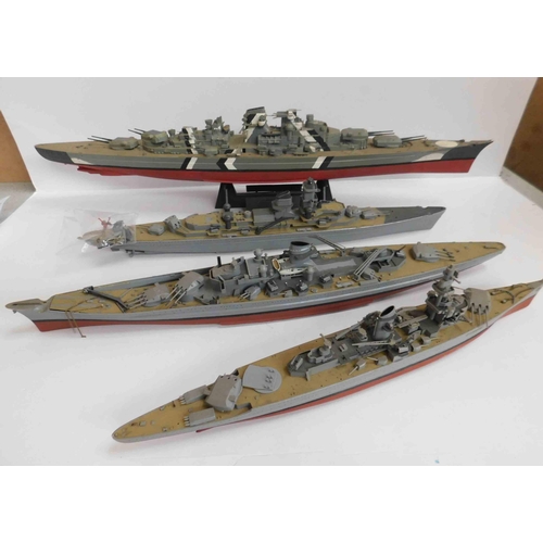 83 - Four - Model kit battleships - built