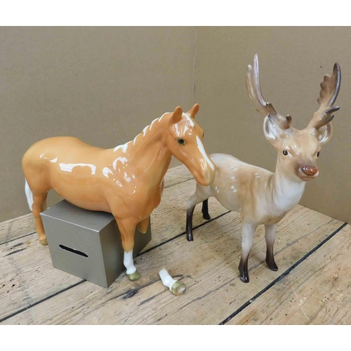 114 - Beswick - Palomino horse and stag - both at fault