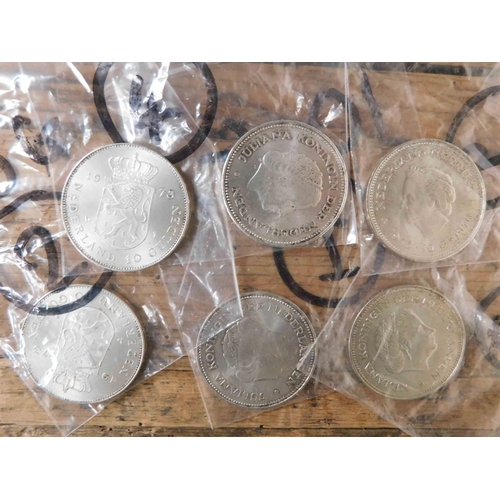 118 - Six - 10 Gilder coins .720 silver - total 154g