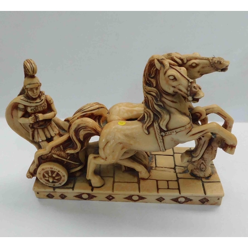 13 - Horse & chariot figural group - approx. 11