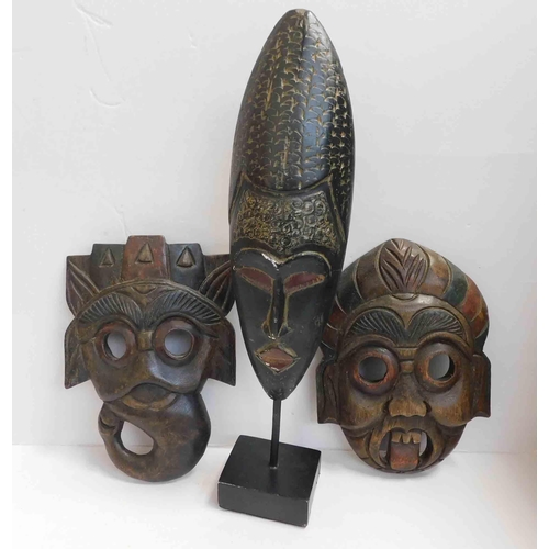 49 - African - hand carved - wooden masks