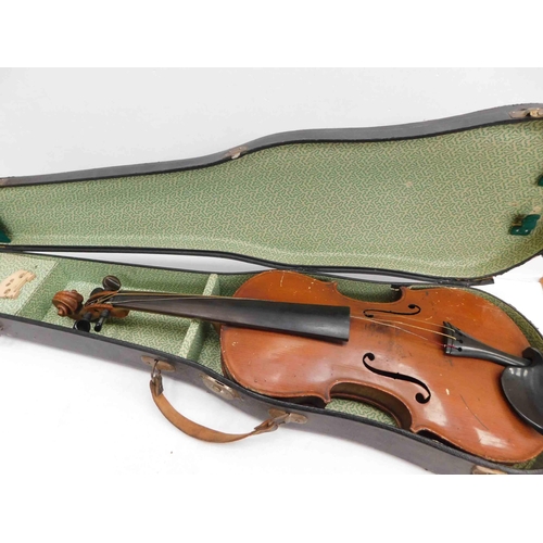 52 - Vintage cased violin - for restoration