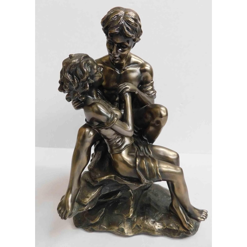 53 - Bronzed effect - figural group - approx 10.5