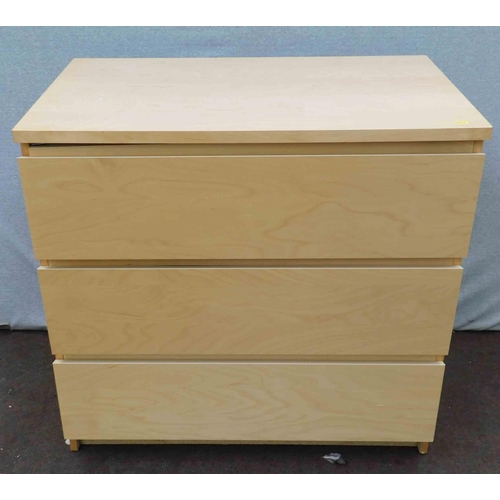 544 - 3x Drawer set of bedroom drawers