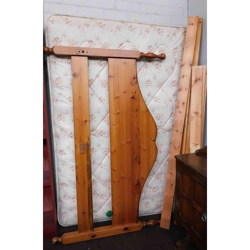 547 - Double pine bed frame and mattress