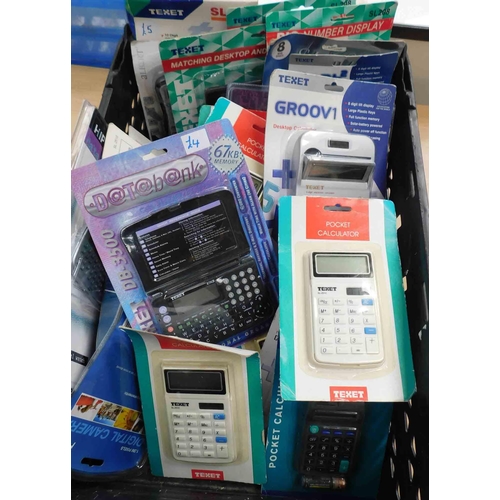 568 - Box of new/sealed assorted calculators