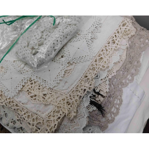 574 - Collection of linen, tatting crochet and lacework