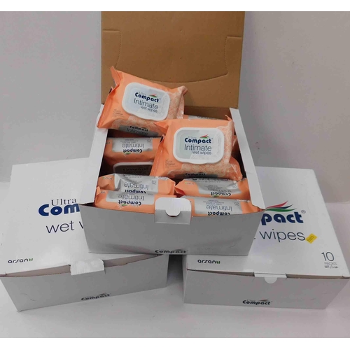 579 - 3x Boxes of 10 compact wet wipes