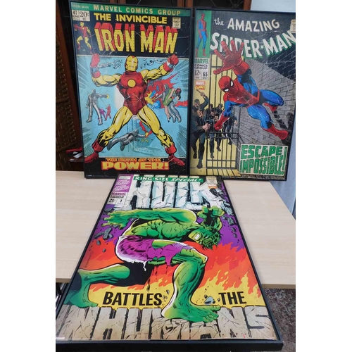 808 - 3x Large Marvel framed prints