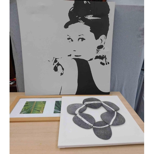 810 - 2x Large canvas prints (inc Audrey Hepburn) + 1 other