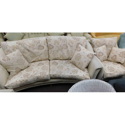 553a - Curved large 2 seater settee, 2 matching armchairs & storage pouffe