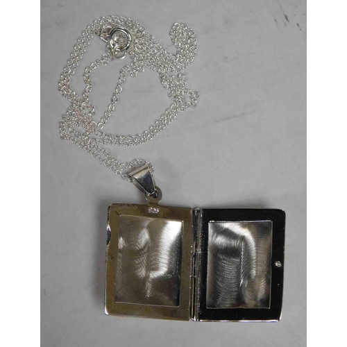 114 - Silver locket on silver chain