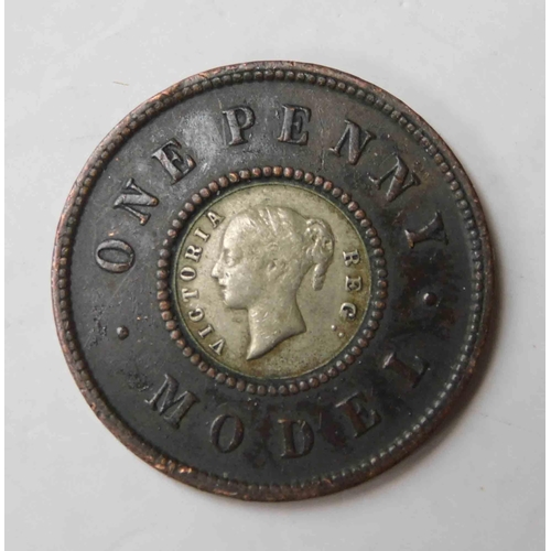 128 - Victorian - silver & copper model penny