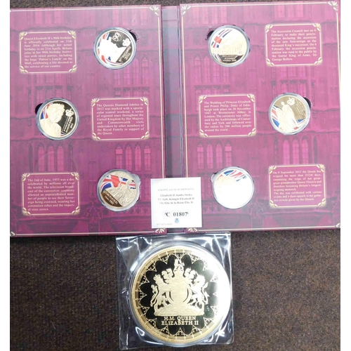 131 - Queen Elizabeth II - commemorative coin set & Windsor Mint giant 90th Birthday Queen Elizabeth II co... 