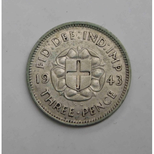 136 - 1943 dated - silver 3d coin