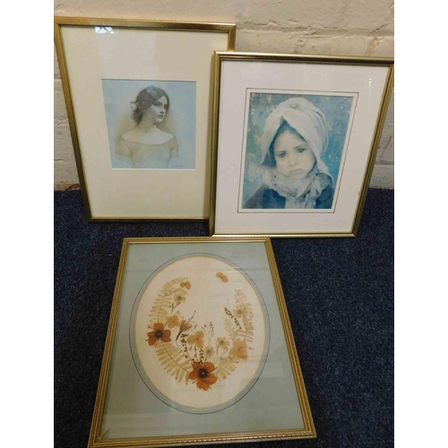 165 - Two - Framed prints & dried flower collage