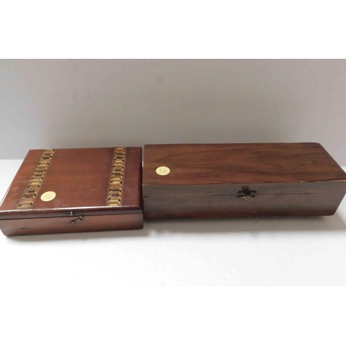 185 - Inlaid wooden box & musical box