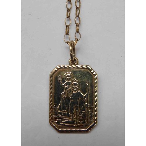 218 - 9ct gold - Belcher chain & St Christopher pendant 4.7g