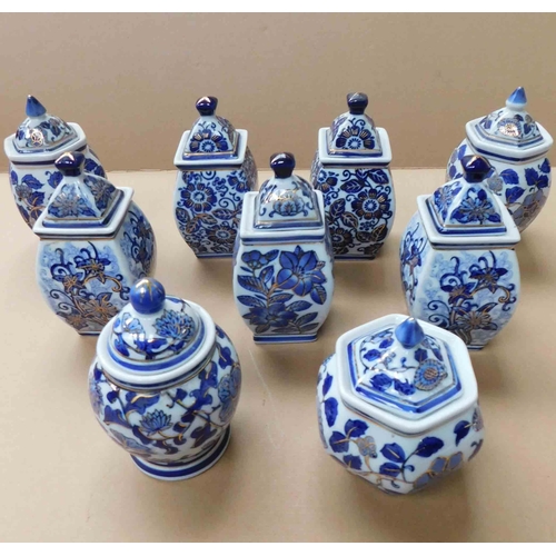 224 - Nine - blue & white ginger jars - 5/6