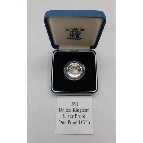 229 - 1991 - UK silver proof £1 coin with certificate