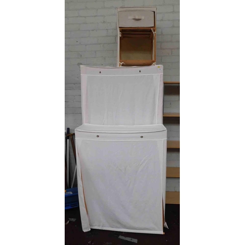 528 - Set of wood and canvas wardrobes/ storage units