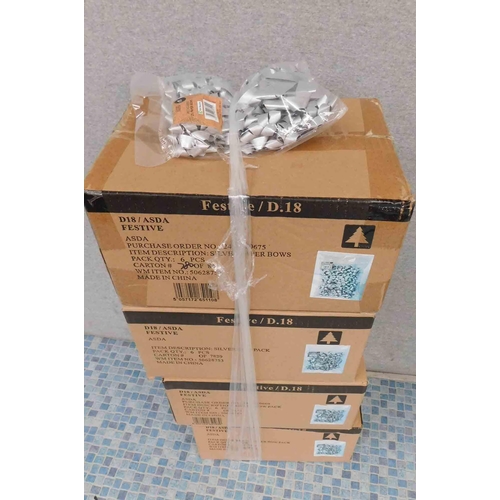 579 - 4x Boxes of 6 packs of silver gift bows