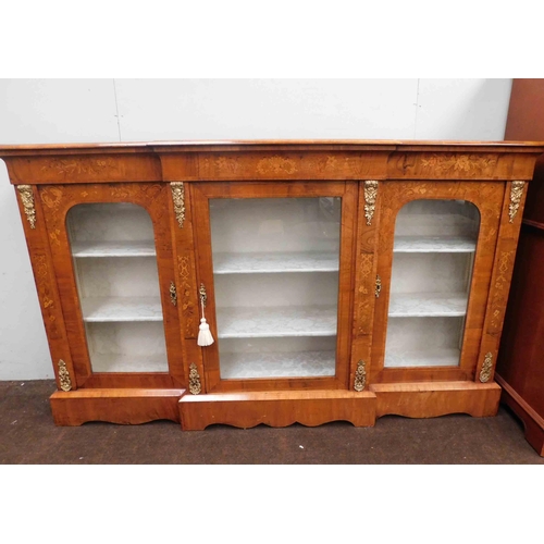 613 - Walnut veneered sideboard/ display cabinet