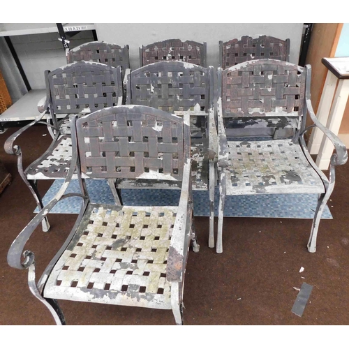 646 - 7x Metal garden chairs