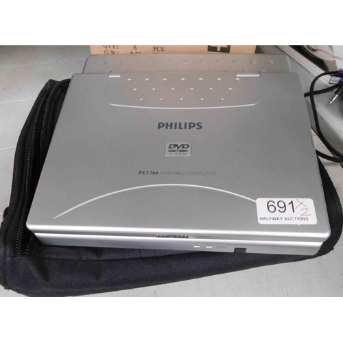 691 - Philips DVD player in carry case - unchecked