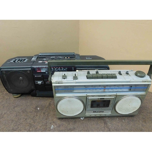 726 - 2x Vintage radios; Sharp X-Bass double cassette and Murphy