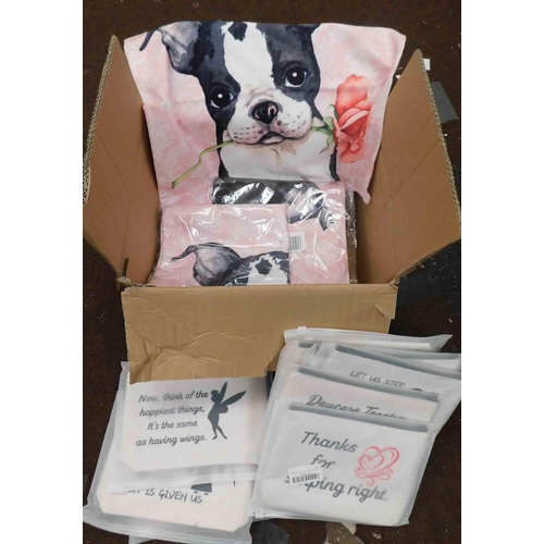 806 - Selection of dog cushion covers and make up bags - new