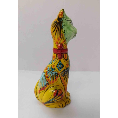 102 - Hand painted - ceramic cat - 6 1/2