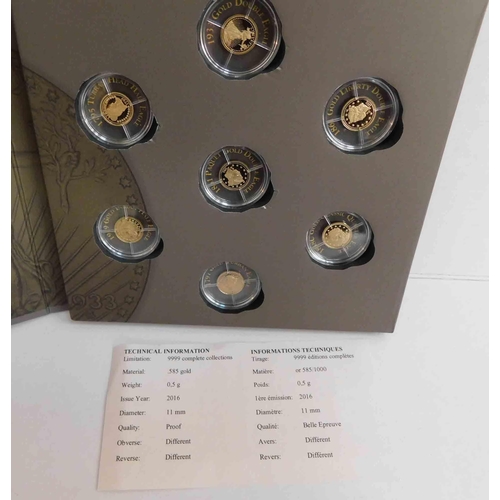 119 - Windsor Mint - Gold Eagle replicas set - Seven 14ct gold proof coins - 0.5g each, with paperwork