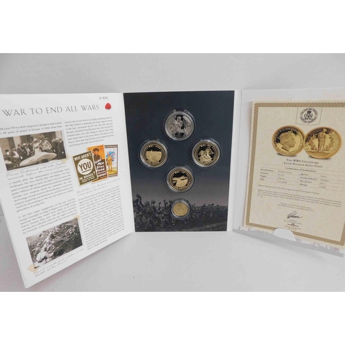 127 - London Mint - A War to End all Wars coin set - including 9ct gold coin - 10g