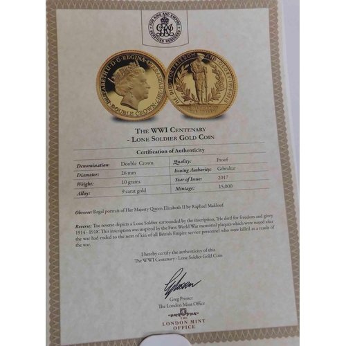 127 - London Mint - A War to End all Wars coin set - including 9ct gold coin - 10g