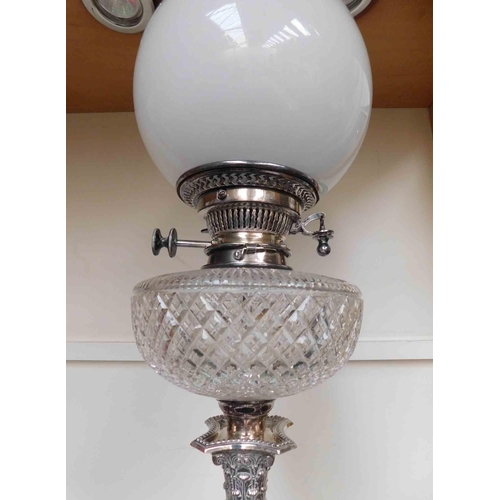 149 - Antique Victorian - repousse decorated sterling silver oil lamp