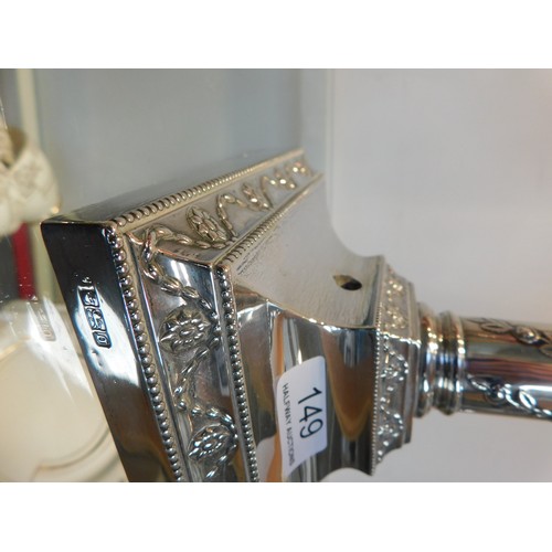 149 - Antique Victorian - repousse decorated sterling silver oil lamp