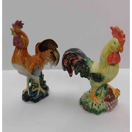 14 - Two - ceramic roosters/chickens