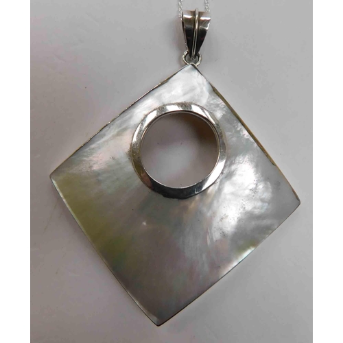 201 - Silver & mother of pearl - pendant on silver chain