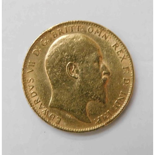 221a - Antique Edward VII - 1910 dated - 22ct gold full Sovereign coin