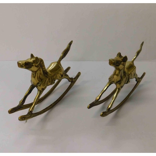 250 - Pair of brass - rocking horses