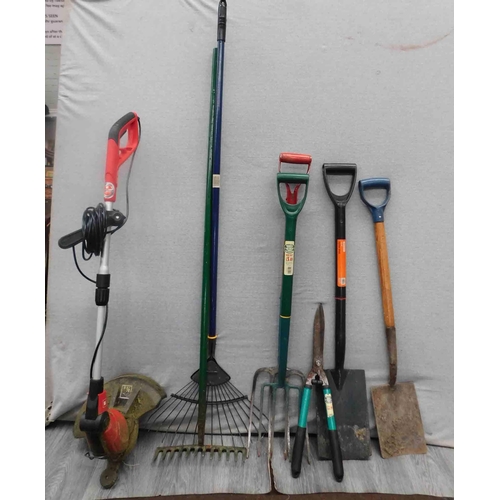 529 - Collection of gardening tools inc Einhell strimmer etc