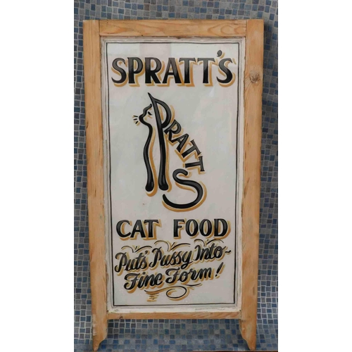 665 - Vintage style sign painted on glass 'Spratt's Cat Food'